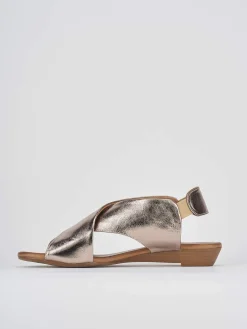 Sandali zeppa tacco 3cm pelle bronzo