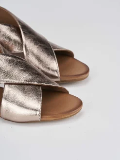 Sandali zeppa tacco 3cm pelle bronzo