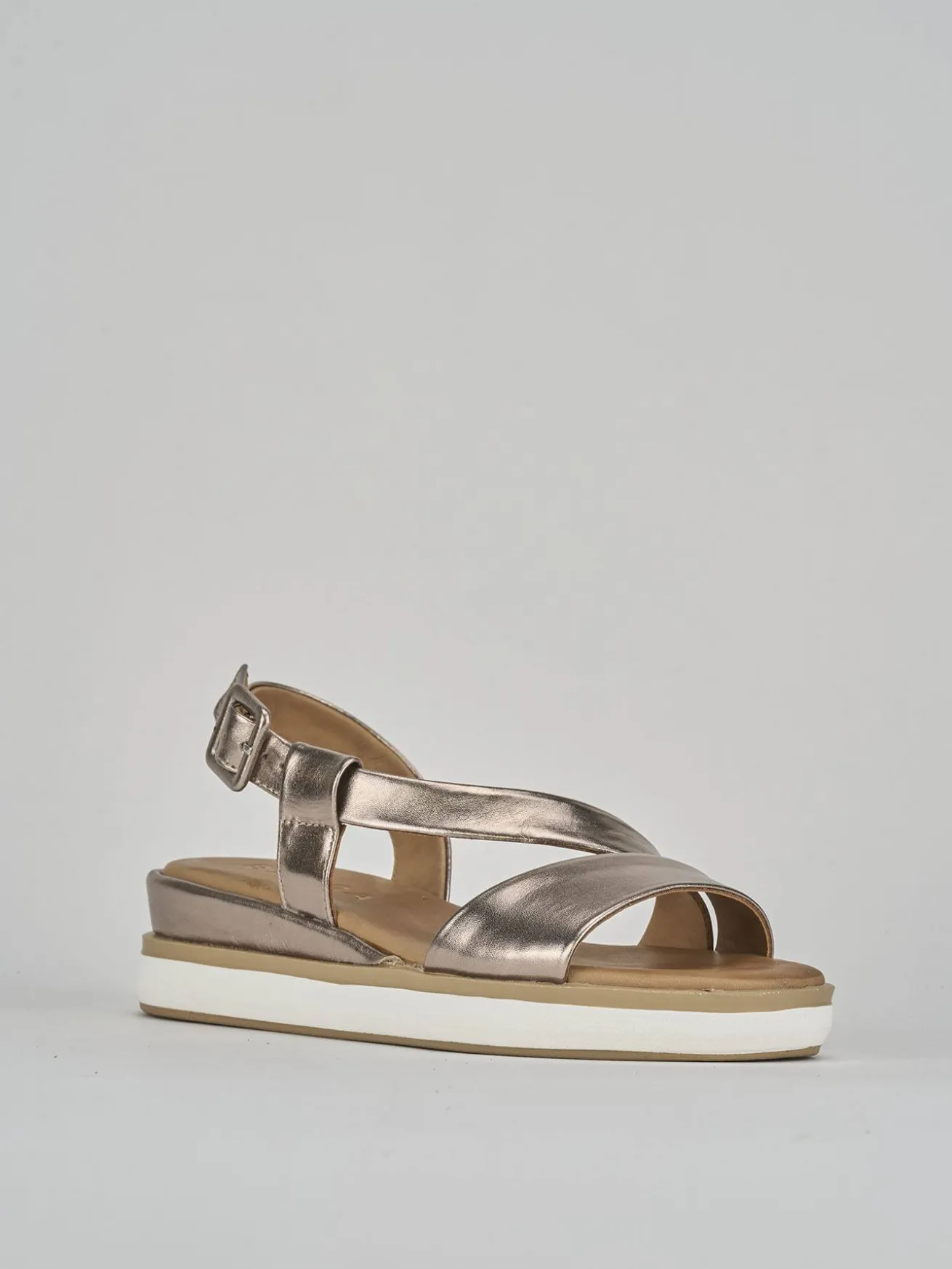 Sandali zeppa tacco 3cm pelle argento