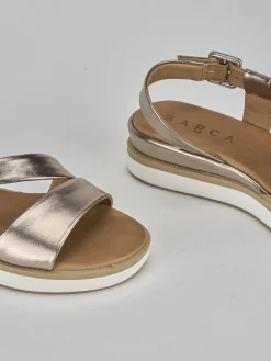 Sandali zeppa tacco 3cm pelle argento