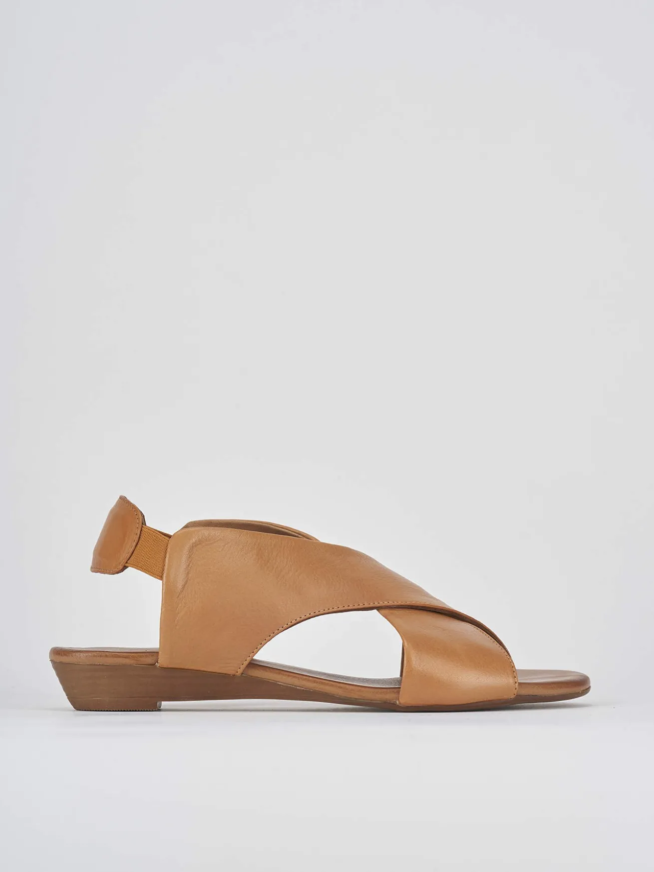 Sandali zeppa tacco 3cm pelle marrone