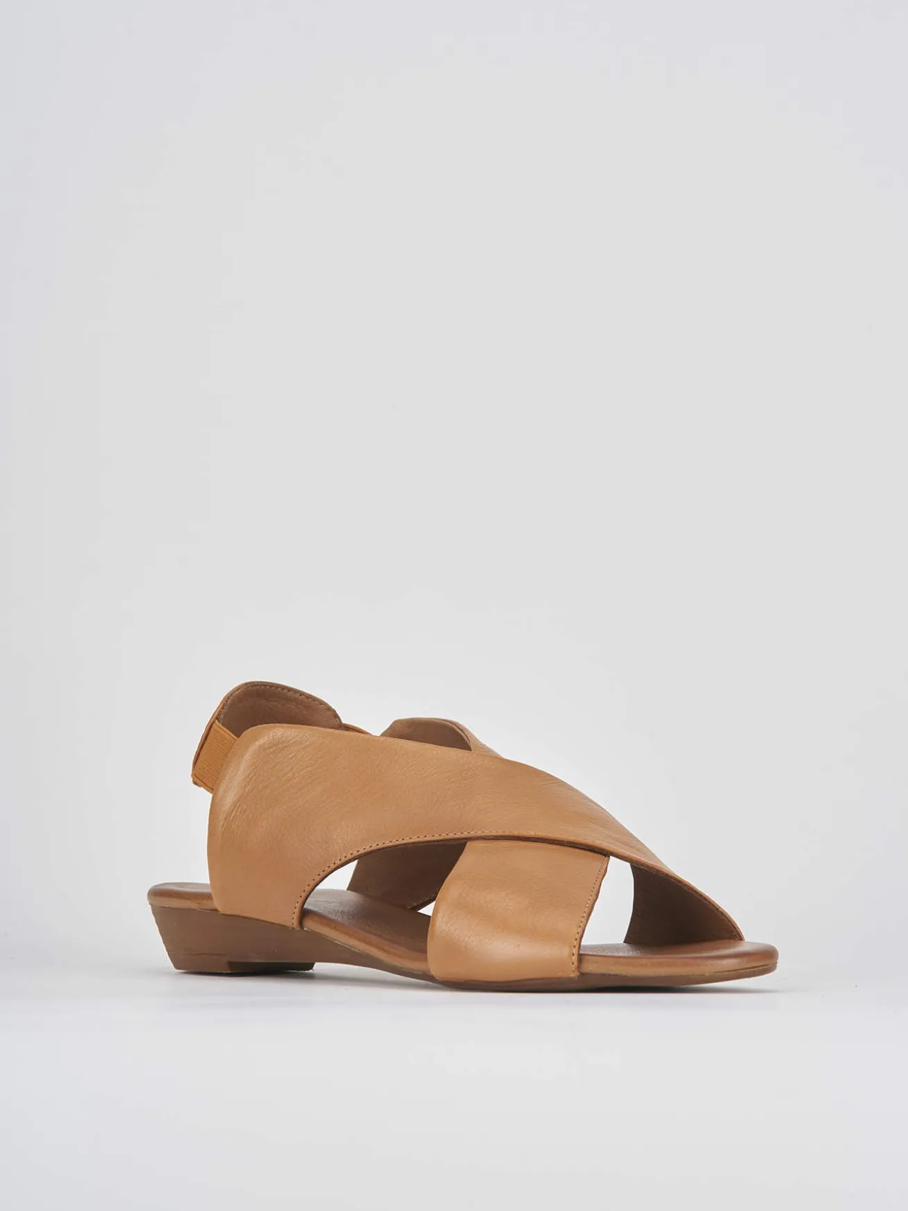 Sandali zeppa tacco 3cm pelle marrone