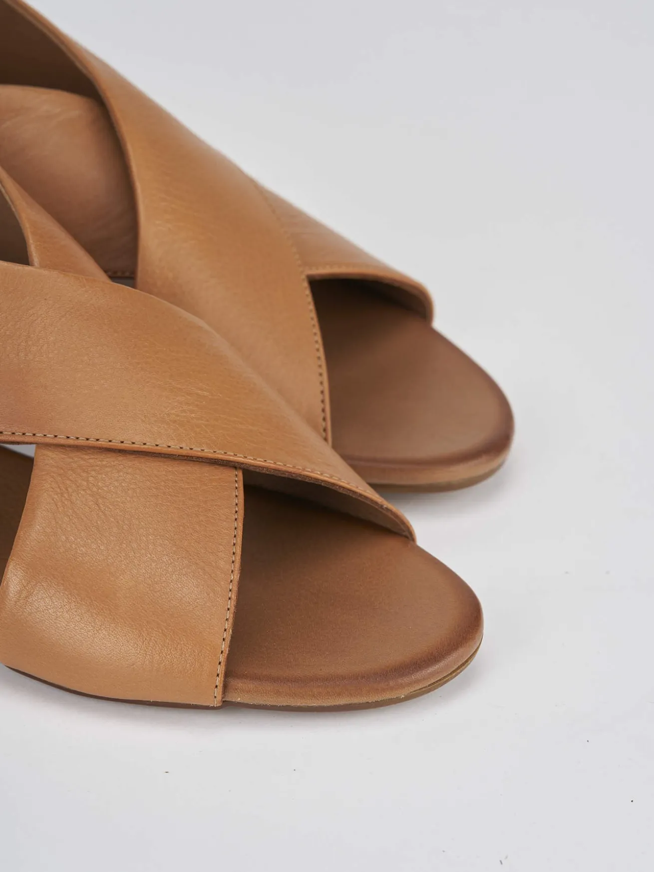 Sandali zeppa tacco 3cm pelle marrone