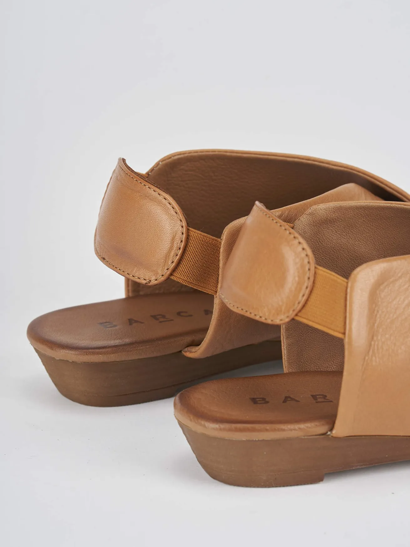 Sandali zeppa tacco 3cm pelle marrone