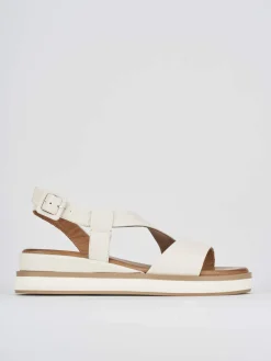 Sandali zeppa tacco 4cm pelle bianco