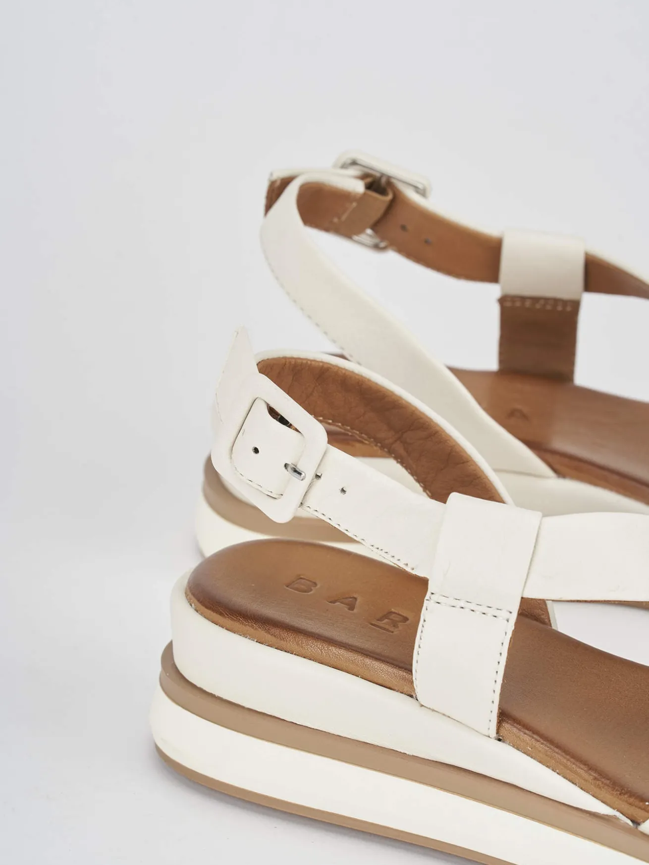 Sandali zeppa tacco 4cm pelle bianco