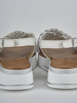 Sandali zeppa tacco 2cm pelle bianco