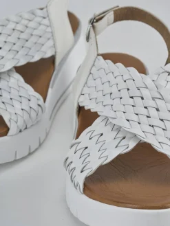 Sandali zeppa tacco 2cm pelle bianco