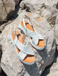 Sandali zeppa tacco 2cm pelle bianco