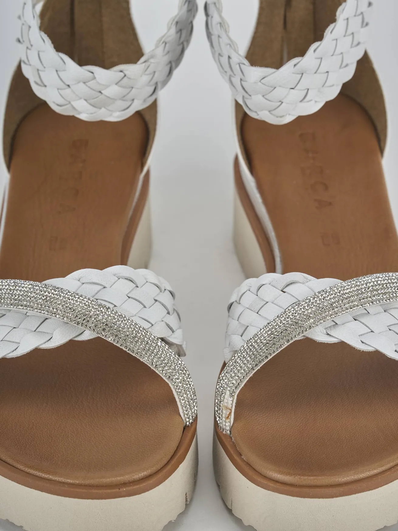 Sandali zeppa tacco 2cm pelle bianco