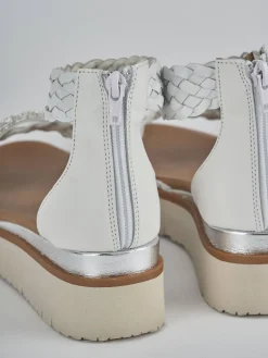 Sandali zeppa tacco 2cm pelle bianco