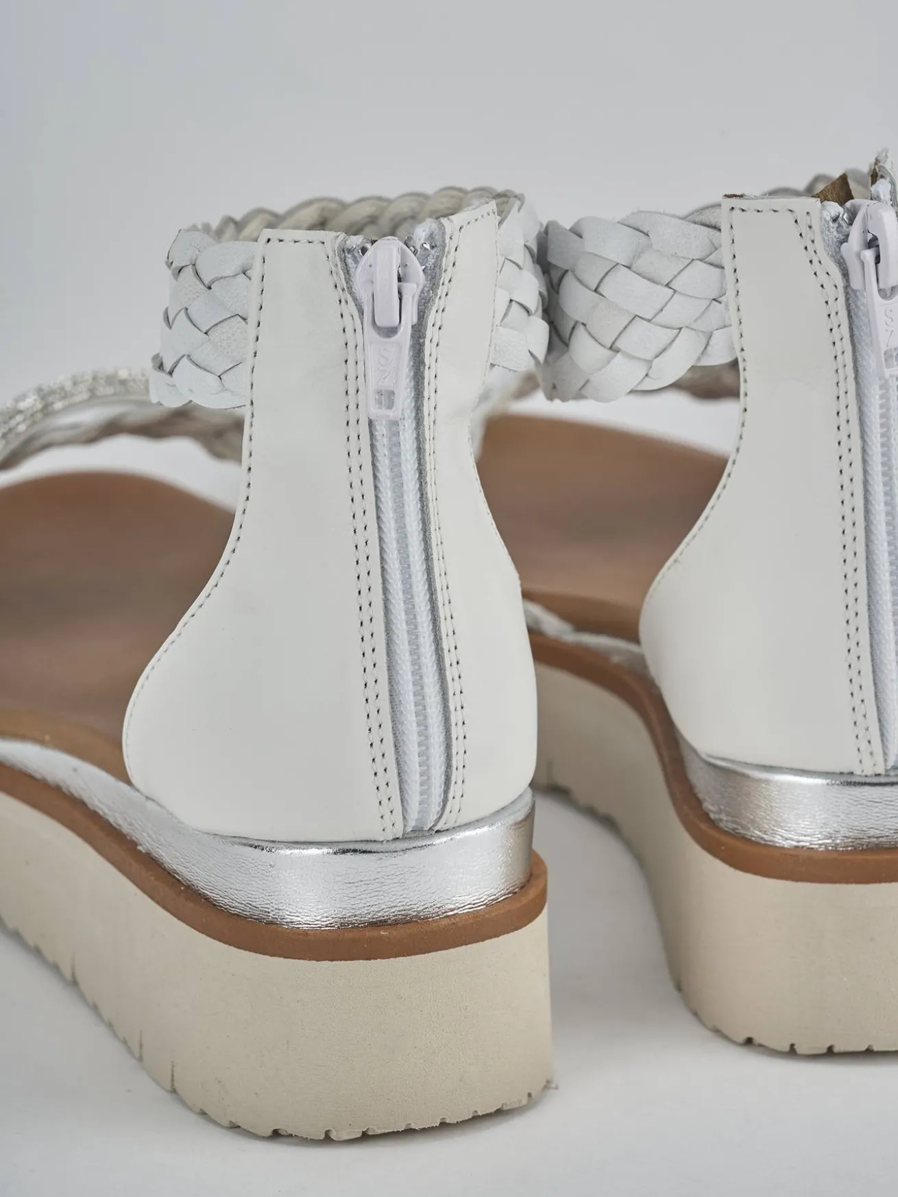 Sandali zeppa tacco 2cm pelle bianco