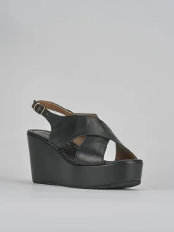 Sandali zeppa tacco 8cm pelle nero