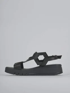 Sandali zeppa tacco 3cm pelle nero