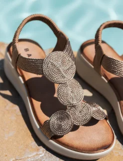 Sandali zeppa tacco 4cm pelle oro