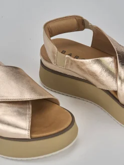 Sandali zeppa tacco 4cm pelle bronzo