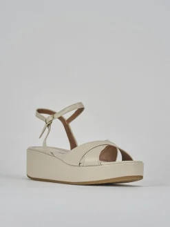 Sandali zeppa tacco 4cm pelle bianco