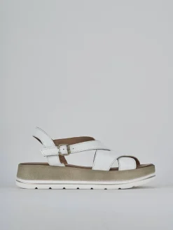 Sandali zeppa tacco 5cm pelle bianco