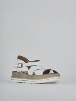 Sandali zeppa tacco 5cm pelle bianco