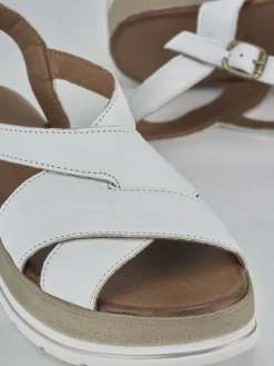 Sandali zeppa tacco 5cm pelle bianco