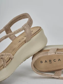 Sandali zeppa tacco 4cm pelle rosa