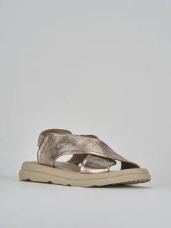 Sandali zeppa tacco 3cm pelle bronzo