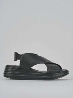 Sandali zeppa tacco 5cm pelle nero