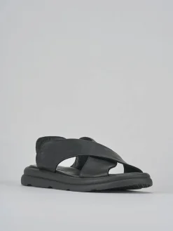 Sandali zeppa tacco 3cm pelle nero