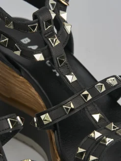 Sandali zeppa tacco 8cm pelle nero