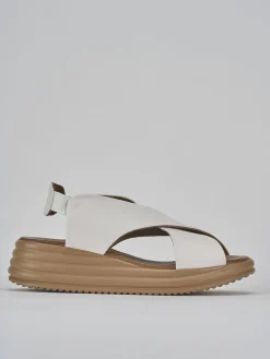 Sandali zeppa tacco 5cm pelle bianco