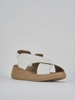 Sandali zeppa tacco 5cm pelle bianco