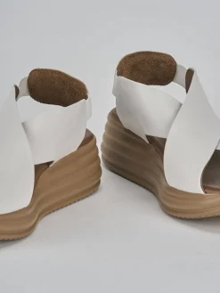 Sandali zeppa tacco 5cm pelle bianco