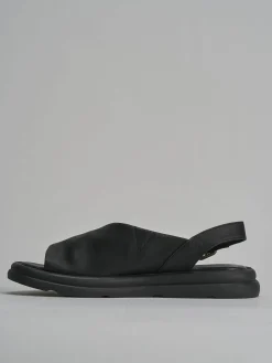 Sandali zeppa tacco 3cm pelle nero