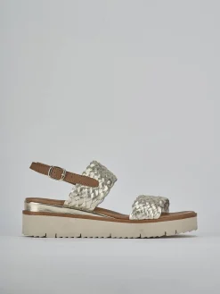 Sandali zeppa tacco 3cm pelle oro