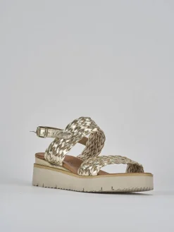 Sandali zeppa tacco 3cm pelle oro