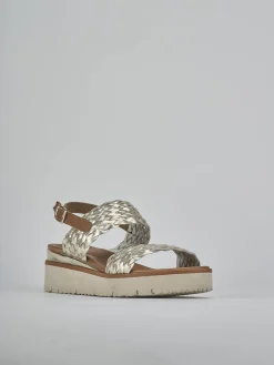 Sandali zeppa tacco 3cm pelle oro