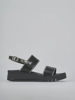 Sandali zeppa tacco 3cm pelle nero