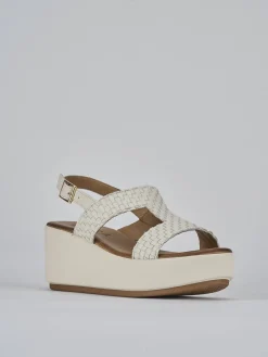 Sandali zeppa tacco 6cm pelle bianco