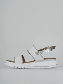 Sandali zeppa tacco 3cm pelle bianco