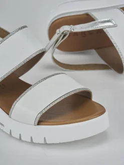 Sandali zeppa tacco 3cm pelle bianco