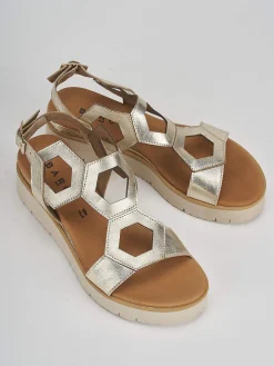 Sandali zeppa tacco 3cm pelle oro