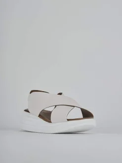 Sandali zeppa tacco 6cm pelle bianco