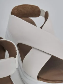 Sandali zeppa tacco 6cm pelle bianco