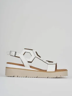 Sandali zeppa tacco 3cm pelle bianco