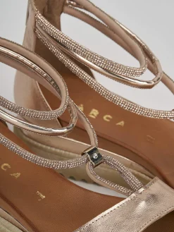 Sandali zeppa tacco 3cm pelle bronzo