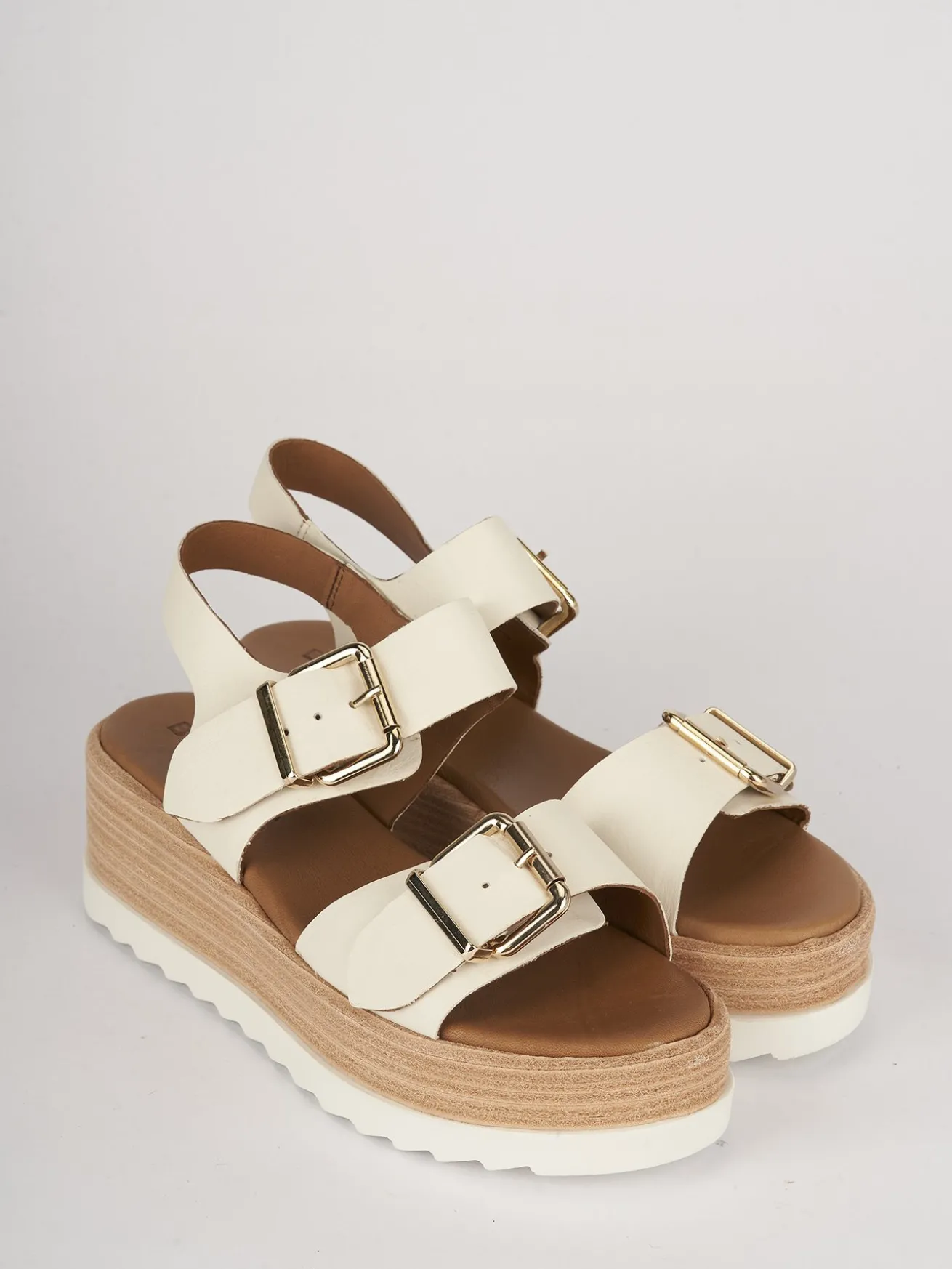 Sandali zeppa tacco 4cm pelle bianco