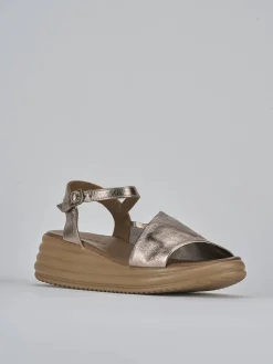 Sandali zeppa tacco 6cm pelle bronzo