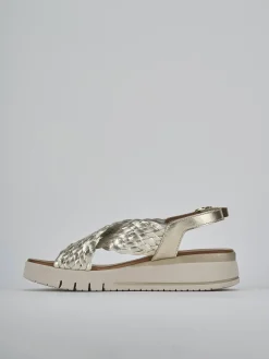 Sandali zeppa tacco 2cm pelle oro