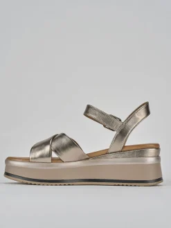 Sandali zeppa tacco 4cm pelle argento