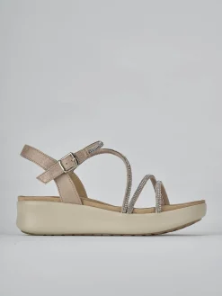 Sandali zeppa tacco 4cm pelle argento